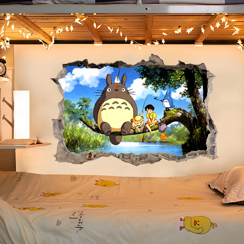 宫崎骏龙猫3D立体假窗户动漫贴画房间宿舍装饰画卡通墙贴海报贴纸