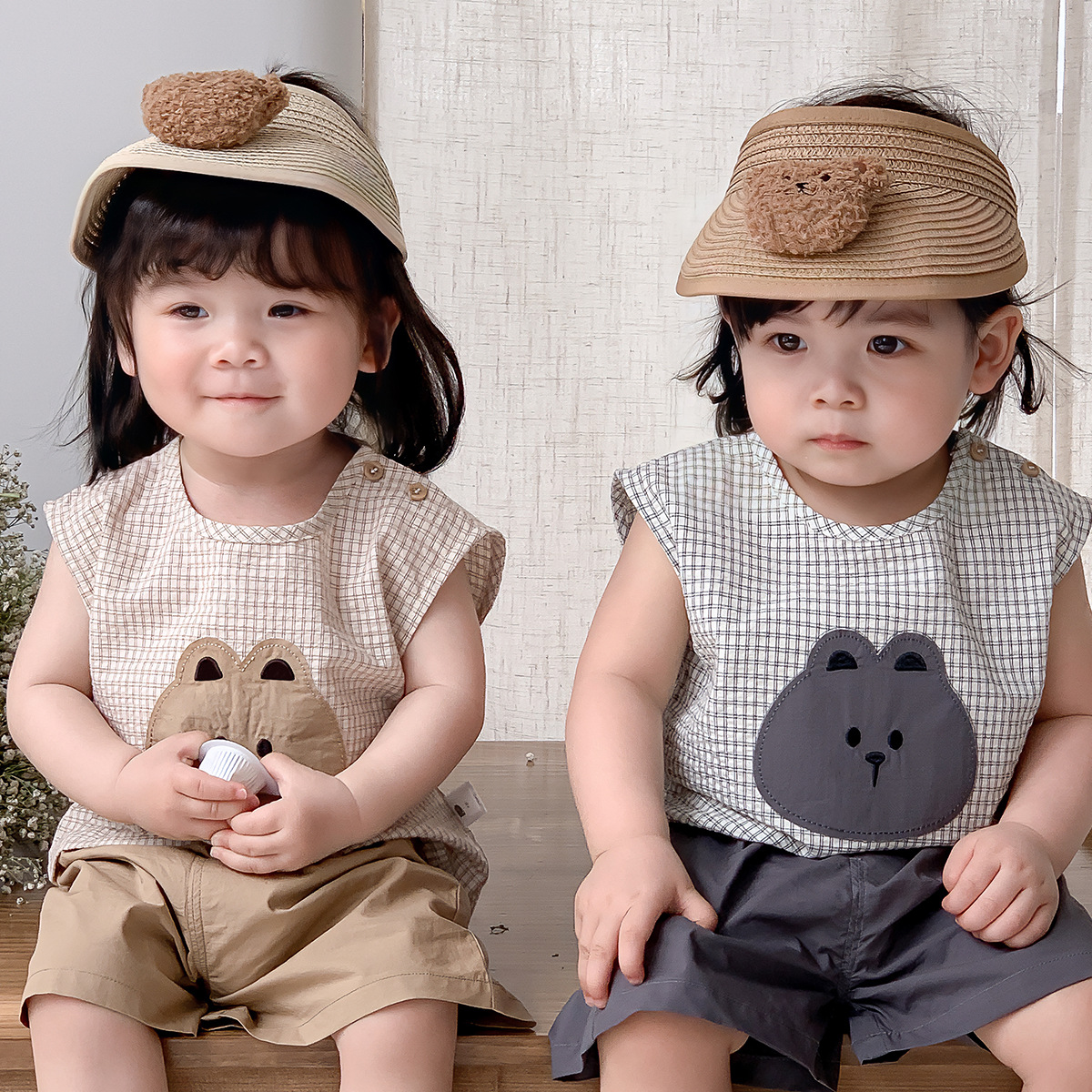 韩版女宝宝衣服夏季男婴儿两件套装夏天公主超萌可爱t恤短裤洋气