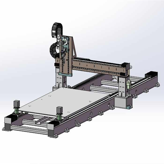 龙门式镭射激光切割机三维模型solidworks模型机械设计图纸素材