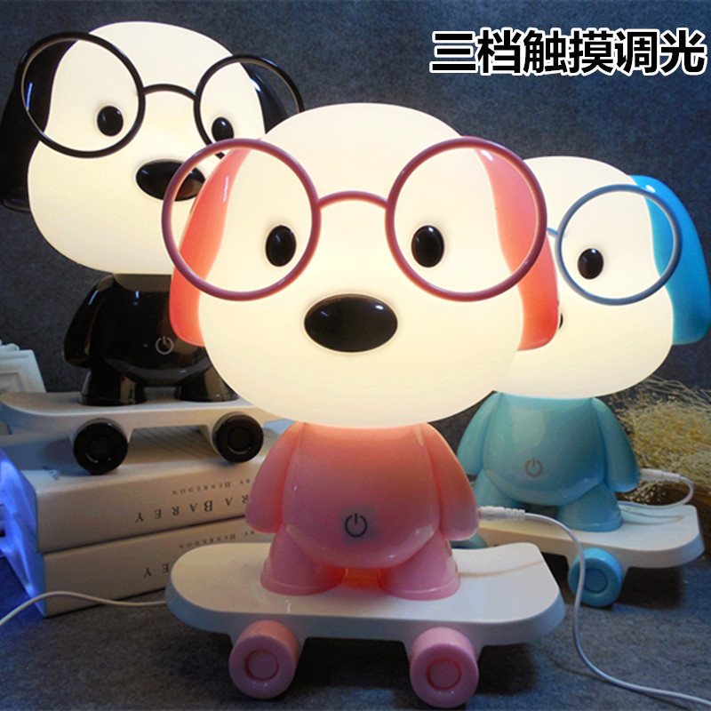 创意卡通喂奶LED滑板触摸款台灯兔子熊猫小猪儿童卧室小夜灯新品