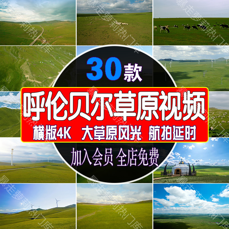内蒙古呼伦贝尔大草原风景视频旅游蓝天白云羊群高清航拍延时素材