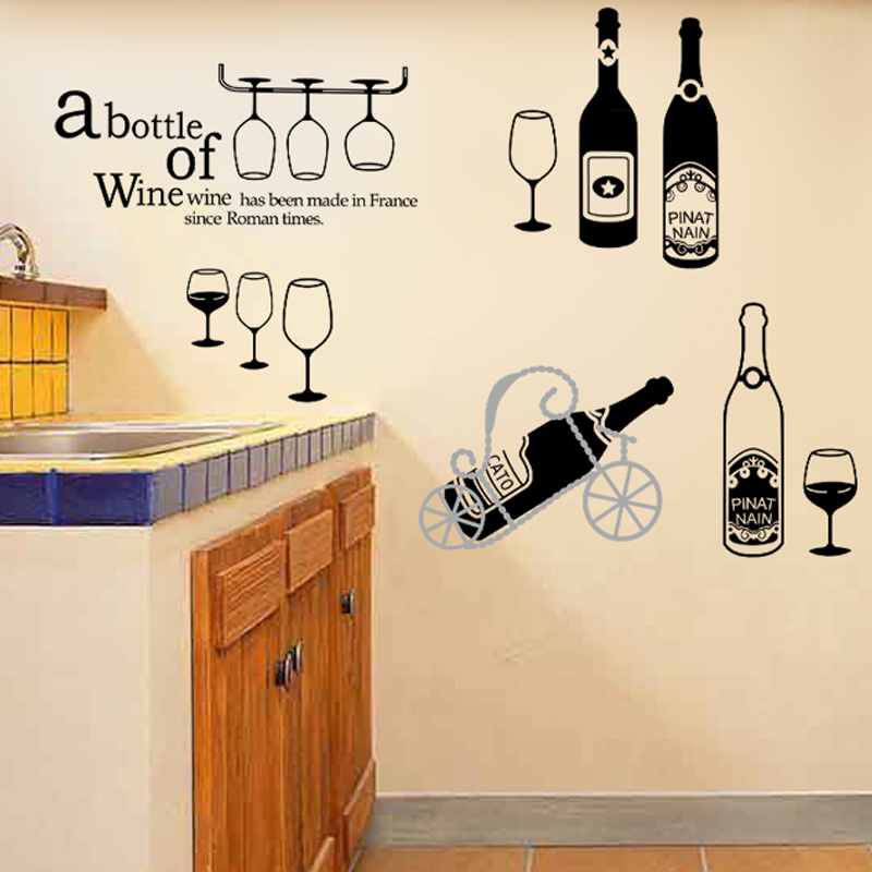 欧式创意个性酒瓶墙贴画餐厅墙壁贴纸厨房房间装饰品墙纸贴画自粘