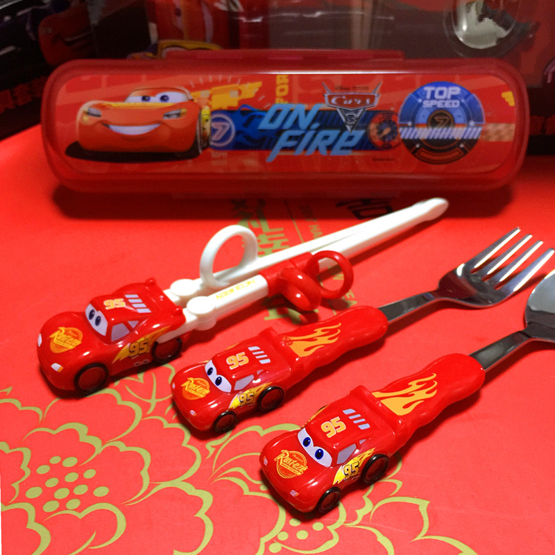迪士尼儿童餐具 儿童学习筷勺子叉子盒子餐具袋套装卡通公主系列