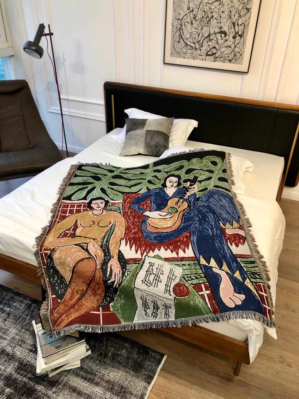 美国订单 马蒂斯油画单人沙发毯盖毯毛毯房间卧室布置墙面装饰毯