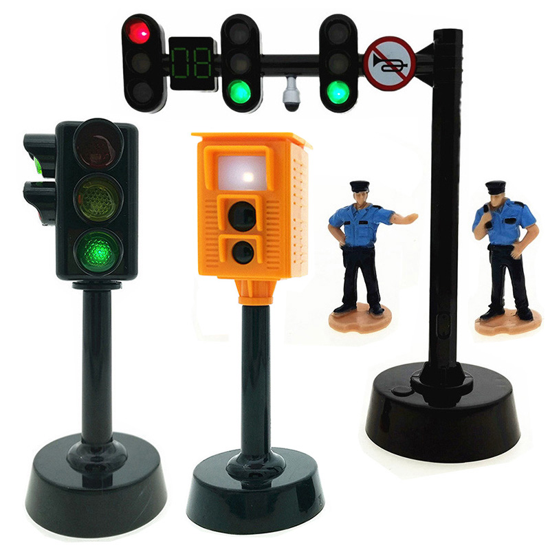 红绿灯玩具发光 交通信号灯模型 道路标志牌儿童道路安全教具仿真