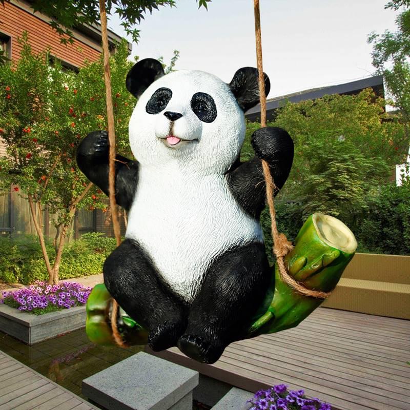 花园装饰 庭院摆件 别墅装饰品摆件仿真动物雕塑树脂熊猫考拉摆件