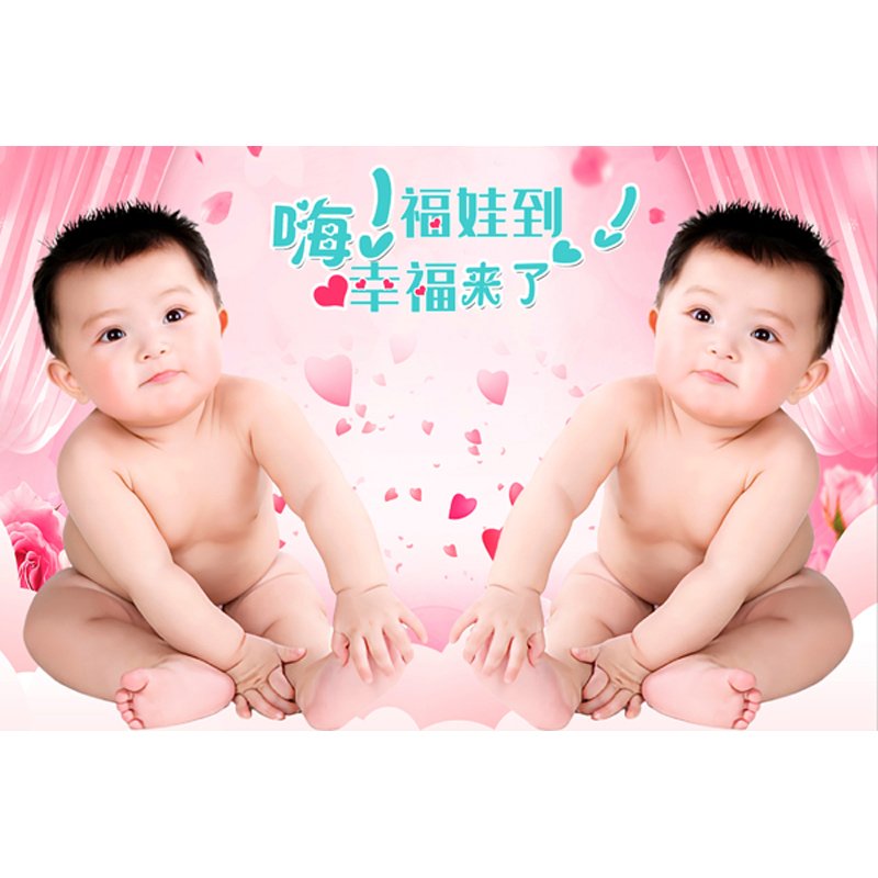 可爱小男孩宝宝图片墙贴画漂亮海报婴儿萌露鸟光屁娃娃画像BB照相