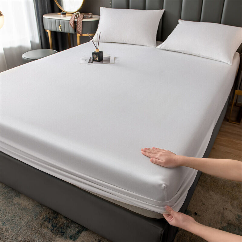 徐小小床罩水洗棉磨毛床笠单件简约纯色防滑床套罩床垫保护套优雅