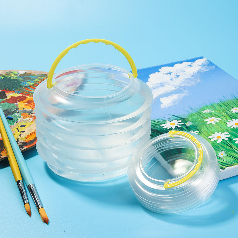 透明可折叠洗笔筒伸缩水桶多功能小号水彩水粉颜料国画毛笔涮笔筒