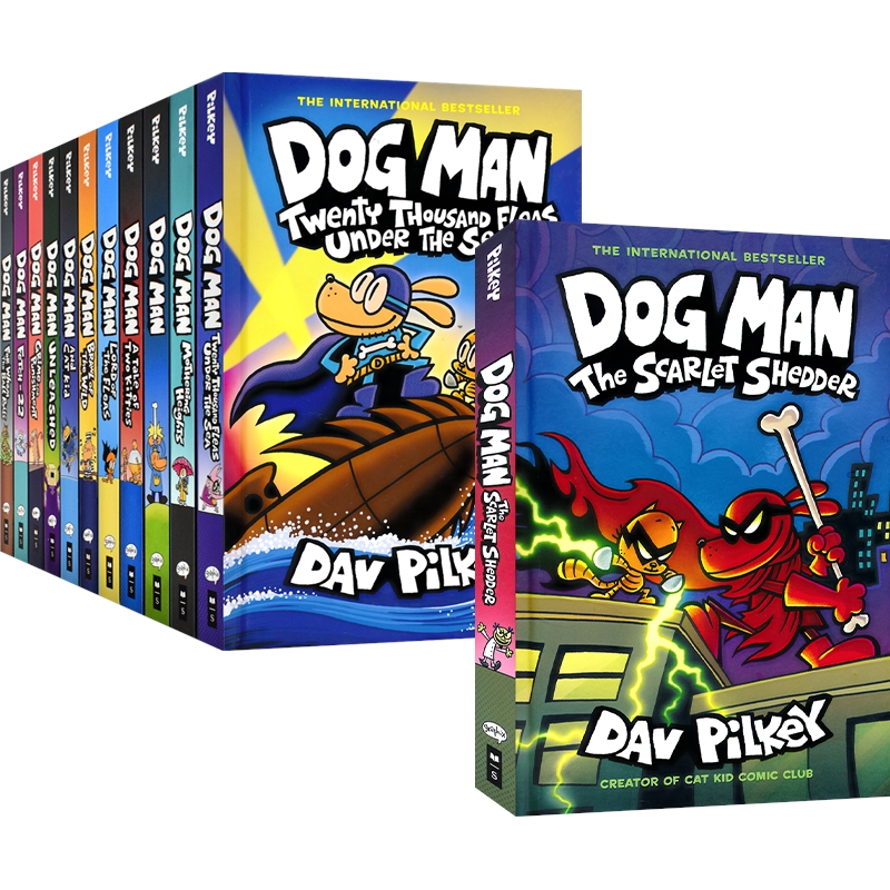 英文原版漫画Dav Pilkey Dog Man 1-12 神探狗狗的冒险精装 7-12岁儿童人气英语漫画章节书 英文原版进口 中小学生英语课外读物