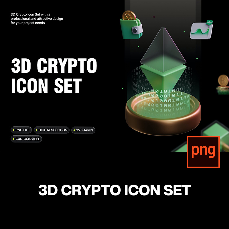 25款3D金融钱包交易加密货币插图插画icon图标png免抠图片素材