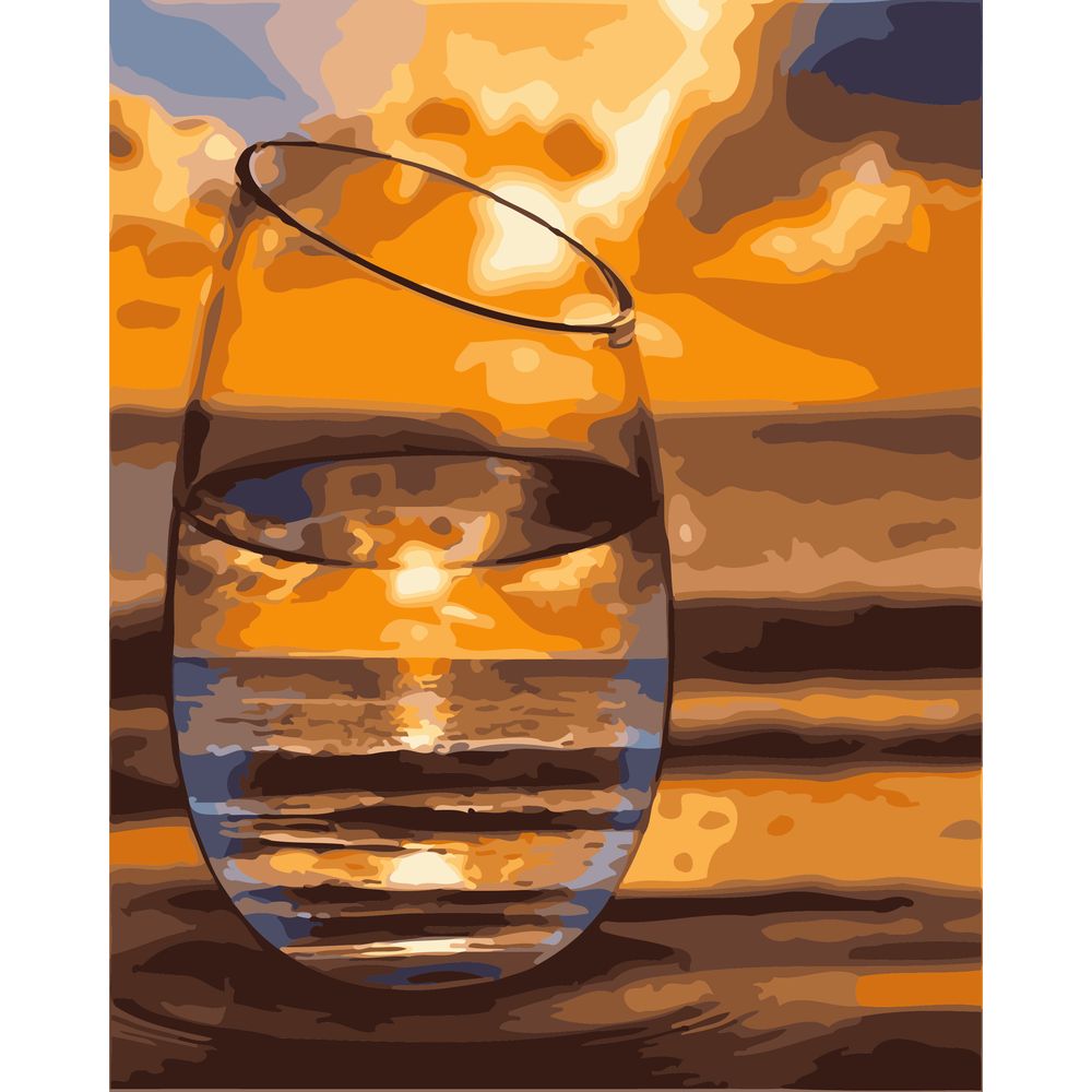 DIY数字油画自己填色材料包杯子里的世界瓶子里的风景丙稀装饰画