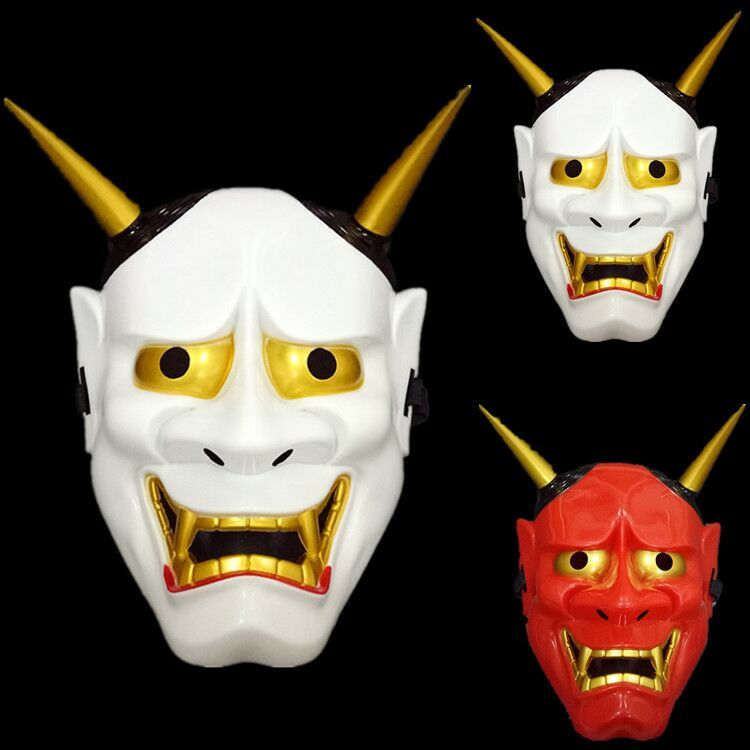 万圣节兰陵王恐怖鬼首日本电影主题般若面具红色恐怖鬼首面具道具