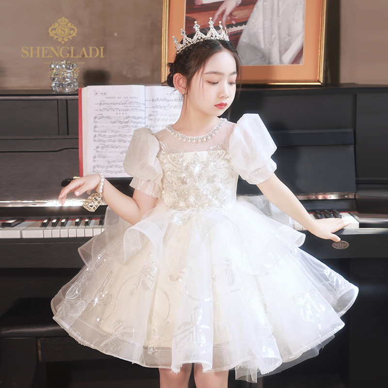 主持人礼服女童公主裙花童高端轻奢小众儿童钢琴演奏幼儿园演出服