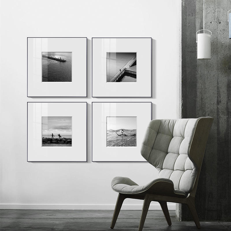 北欧现代黑白灰装饰画客厅留白摄影风景挂画咖啡馆洽谈区静物壁画