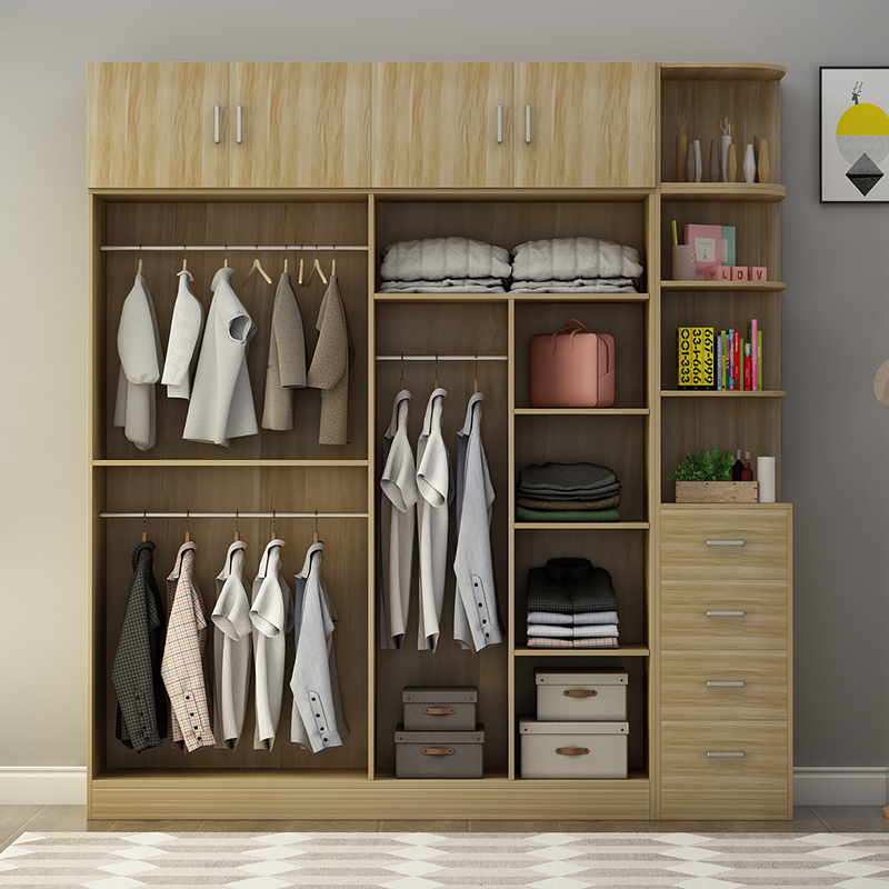出租房推拉门组合整体衣柜组装卧室现代简约经济型可拆卸柜子衣橱
