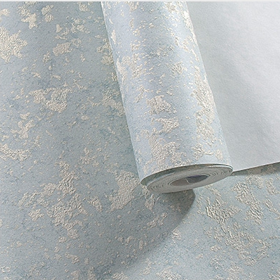 湖蓝色3D素色墙纸 卧室客厅服装店 简约地中海纯色精压冰裂纹壁纸