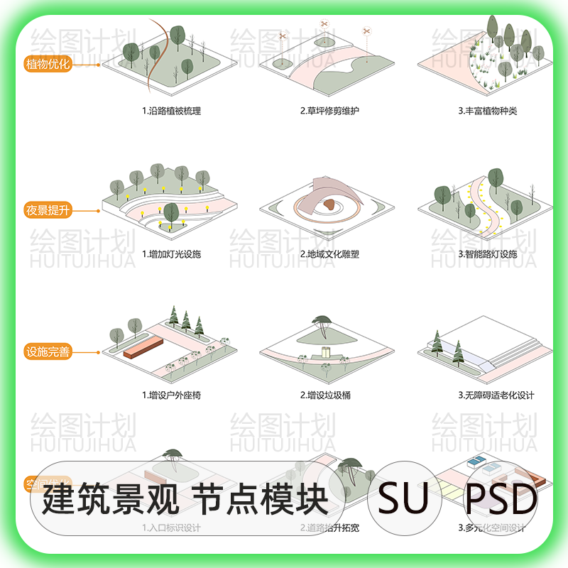 建筑景观概念设计PSD分层源文件城市更新社区改造前期背景分析图