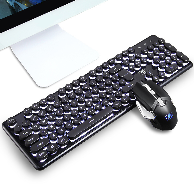 新盟620曼巴蛇无线充电发光游戏键盘鼠标套装机械手感ebay亚马逊