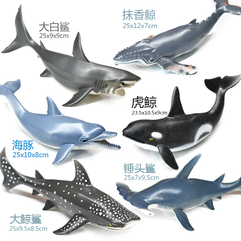 软胶仿真大号抹香鲸大白鲨鱼虎鲸鲨海豚动物海洋生物模型儿童玩具