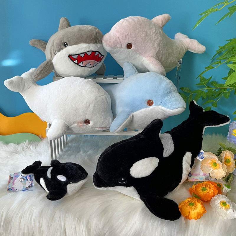 海洋白鲸宝宝毛绒玩具虎鲸公仔海豚玩偶可爱企鹅海豹鲨鱼儿童礼物