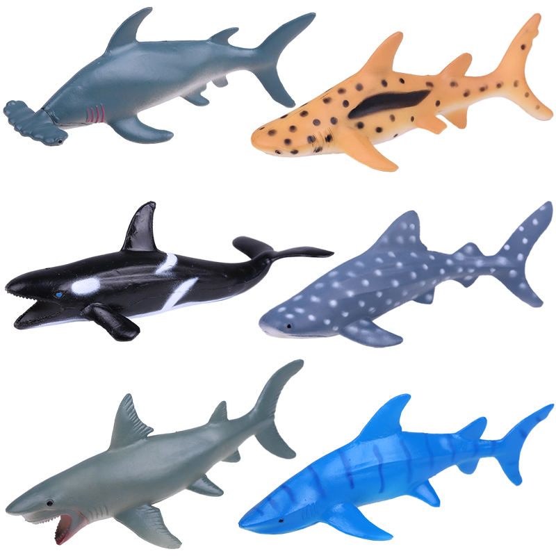 仿真大白鲨鱼鲸鲨虎鲸海豚锤头鼠鲨模型道具海洋动物儿童礼品玩具