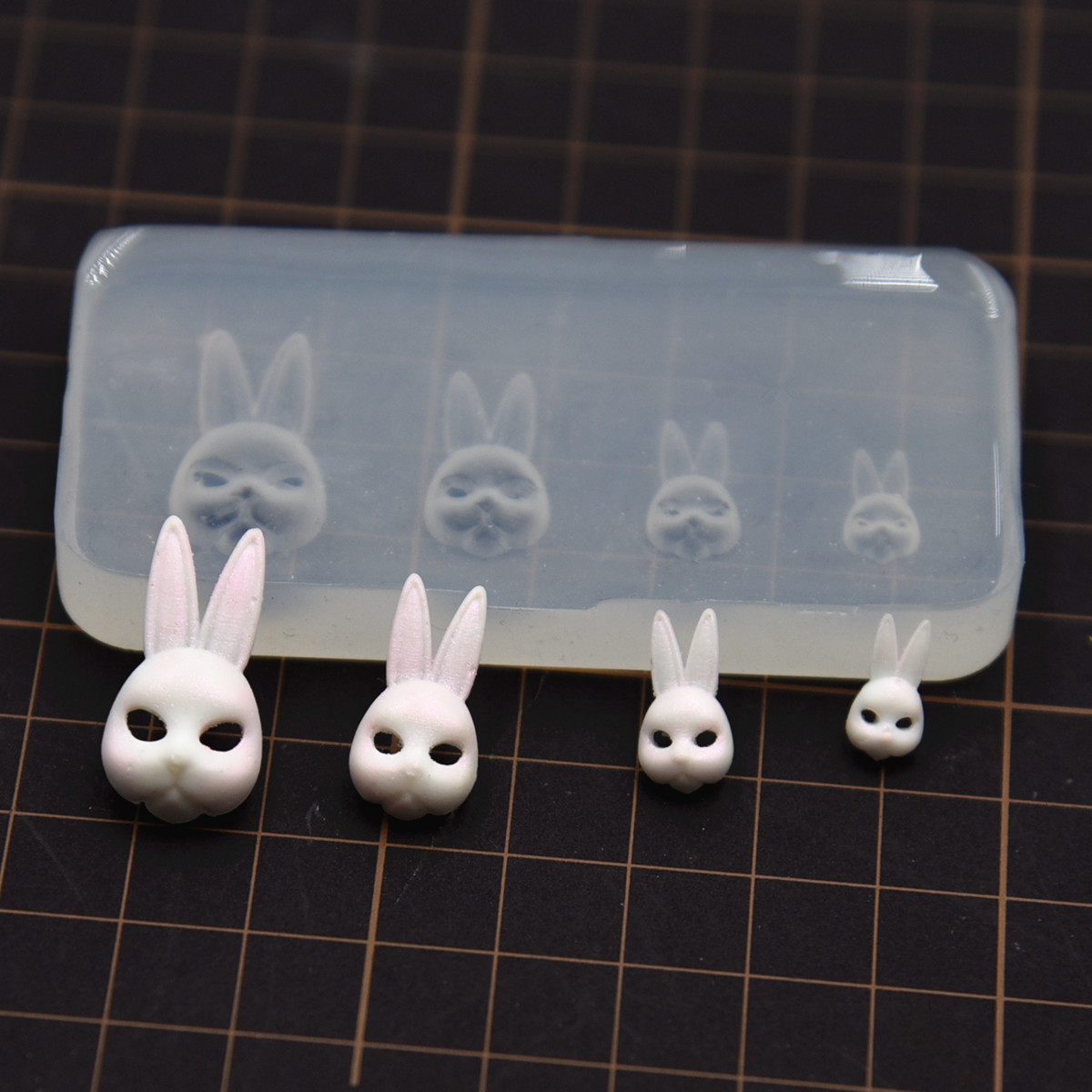 微缩日式粘土兔子面具diy软陶粘土uv滴胶制作工具 立体硅胶模具