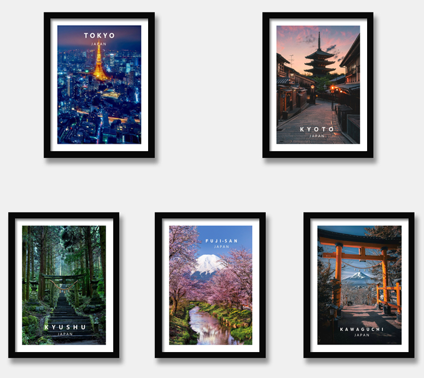 日本风景摄影海报有框画东京京都富士山风光画装饰画挂画墙画壁画
