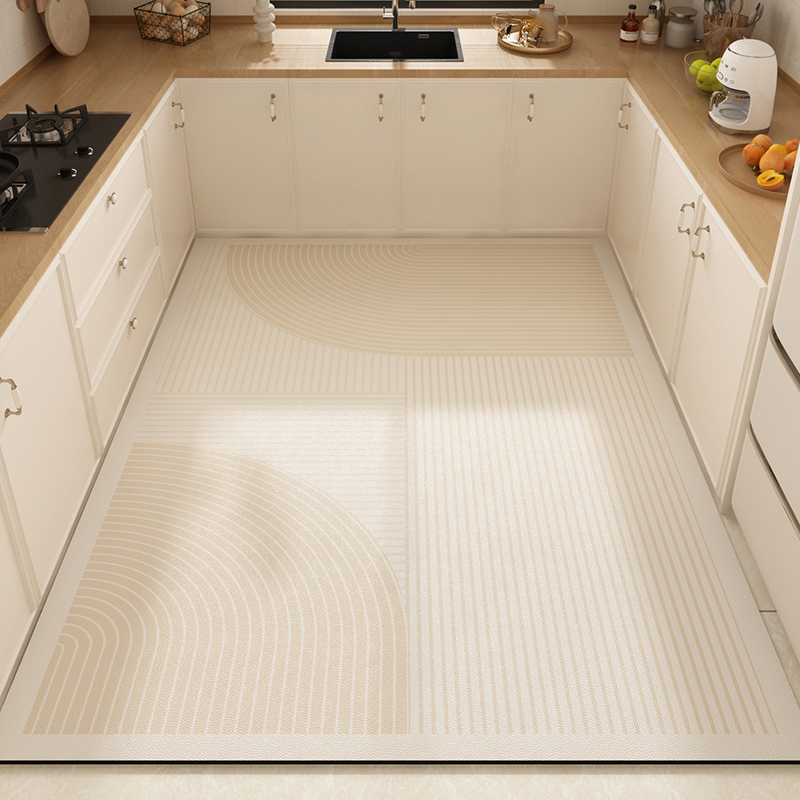 高级感满铺厨房地垫奶油风可擦免洗防水防油地毯大面积全铺脚垫子