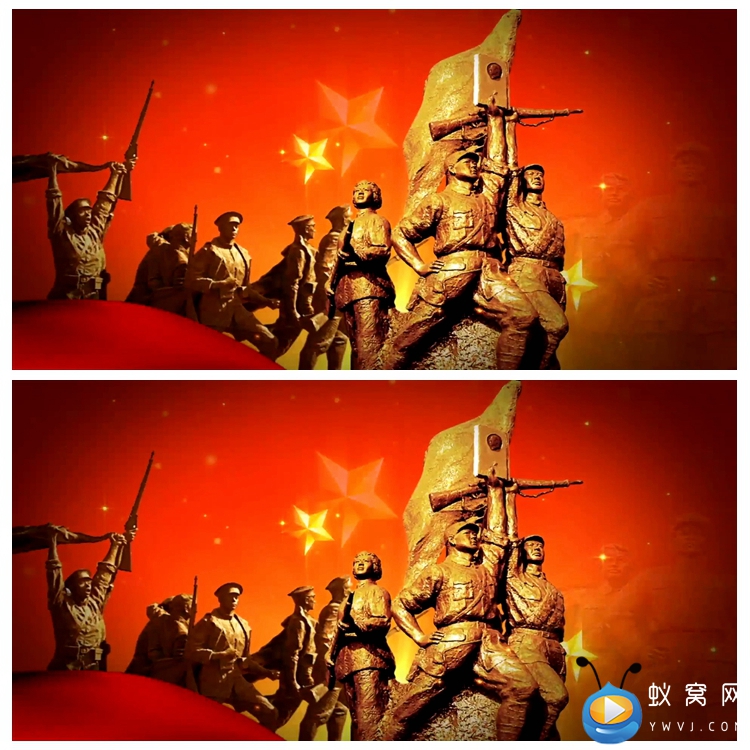 S2680 抗战革命 红军 战士铜像浮雕 爱国七一视频素材