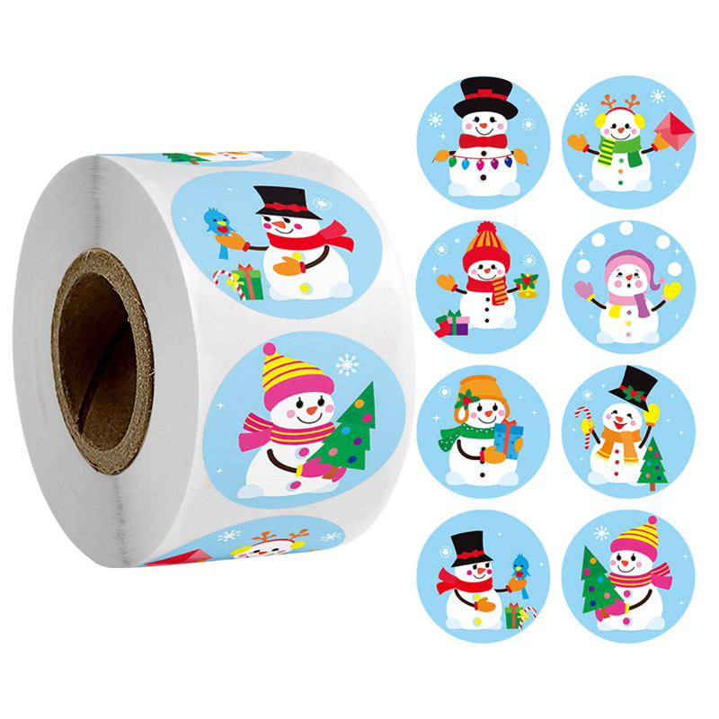 500贴/卷圣诞节贴纸节日礼物包装装饰标签贴画儿童卡通创意雪人贴