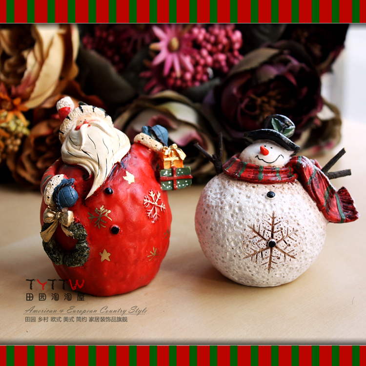 可爱的圣诞老人和雪人外单人气礼物 新年礼物一套2个家居装饰