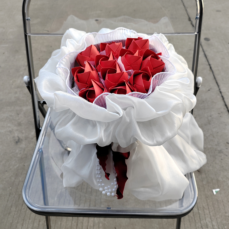 11朵川崎玫瑰折纸花束材料包手工纸玫瑰花束diy自制公主裙包装