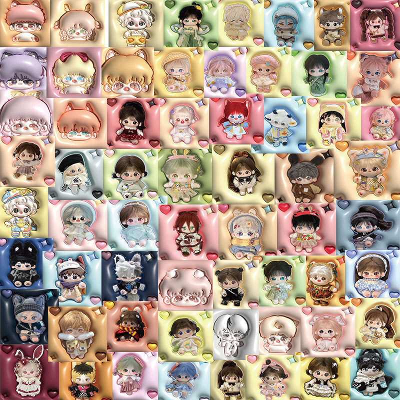 62张棉花娃娃棉花贴纸3D膨胀Q版贴画卡通人物装饰个性创意冰箱贴