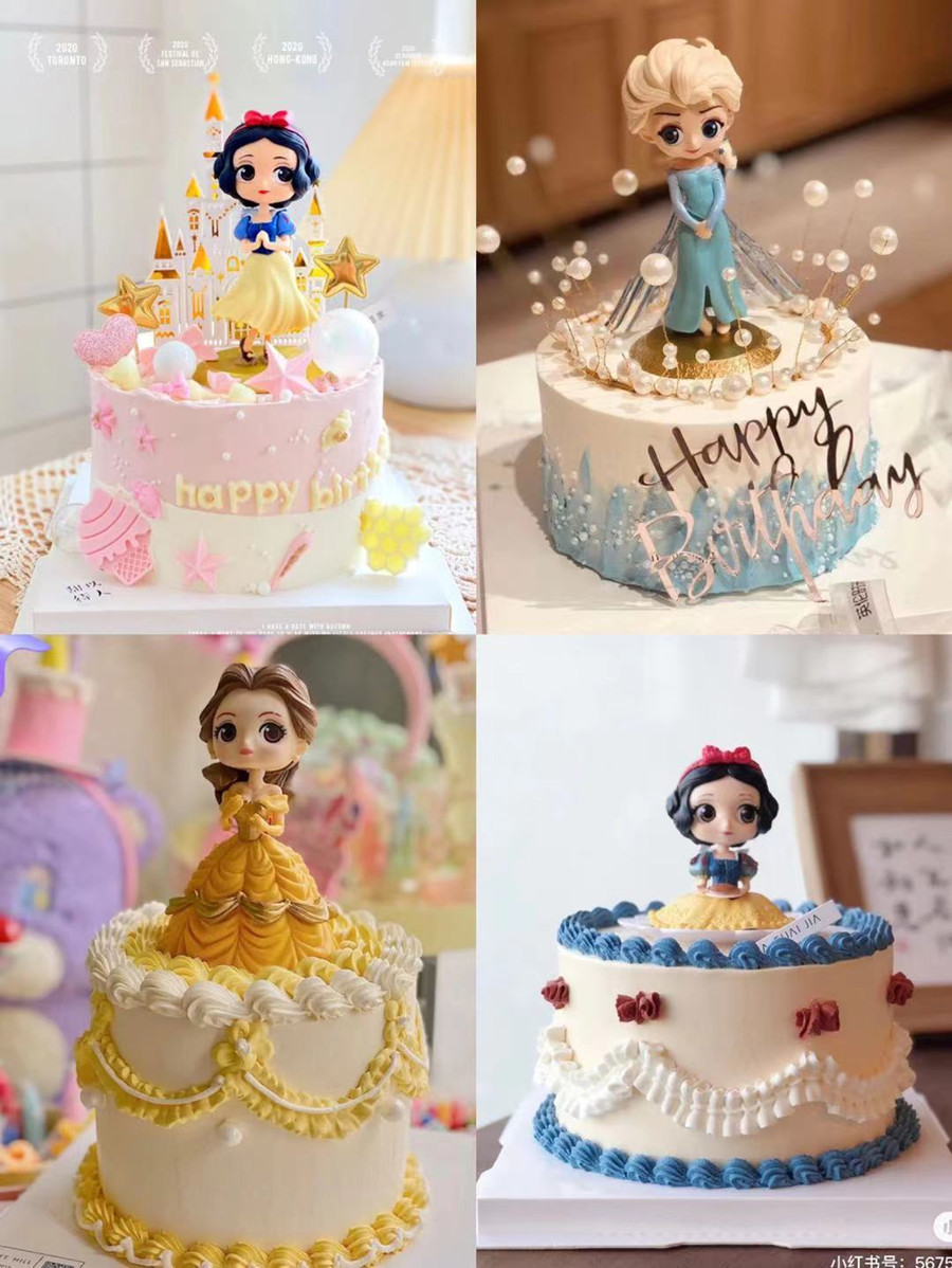 白雪公主蛋糕装饰摆件贝尔艾莎美人鱼公主甜品装扮卡通美少女蛋糕
