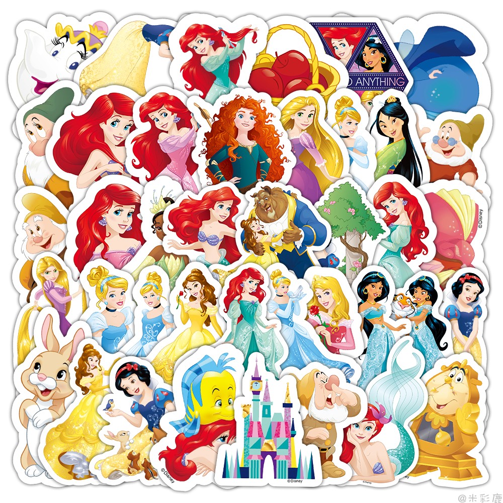 100张迪士尼公主卡通动画角色人物公主合集白雪公主爱丽丝灰姑娘睡美人茉莉贝尔幼儿园女孩儿童贴画自粘贴画