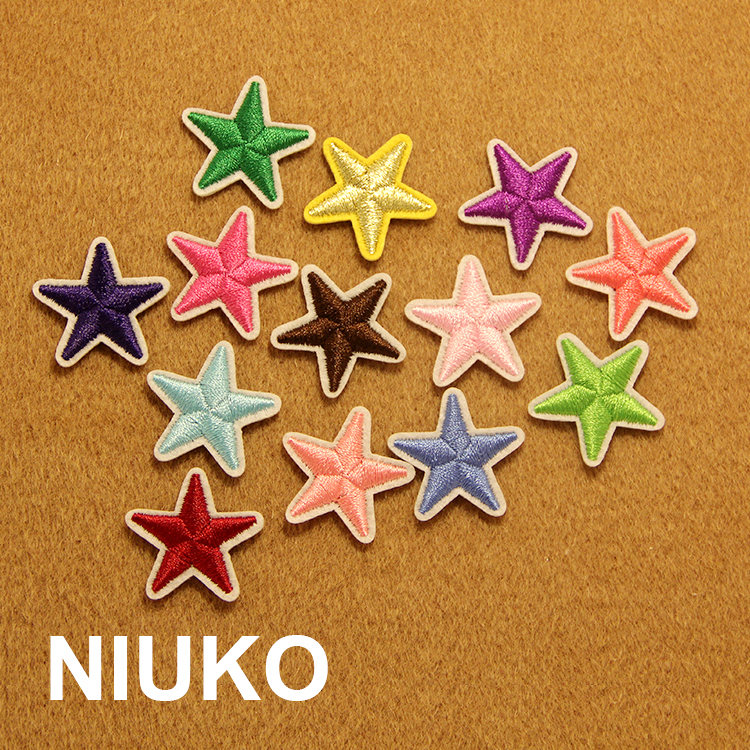 NIUKO 布贴DIY 布标背胶烫印刺绣画贴布 彩色五角星星 儿童补丁贴
