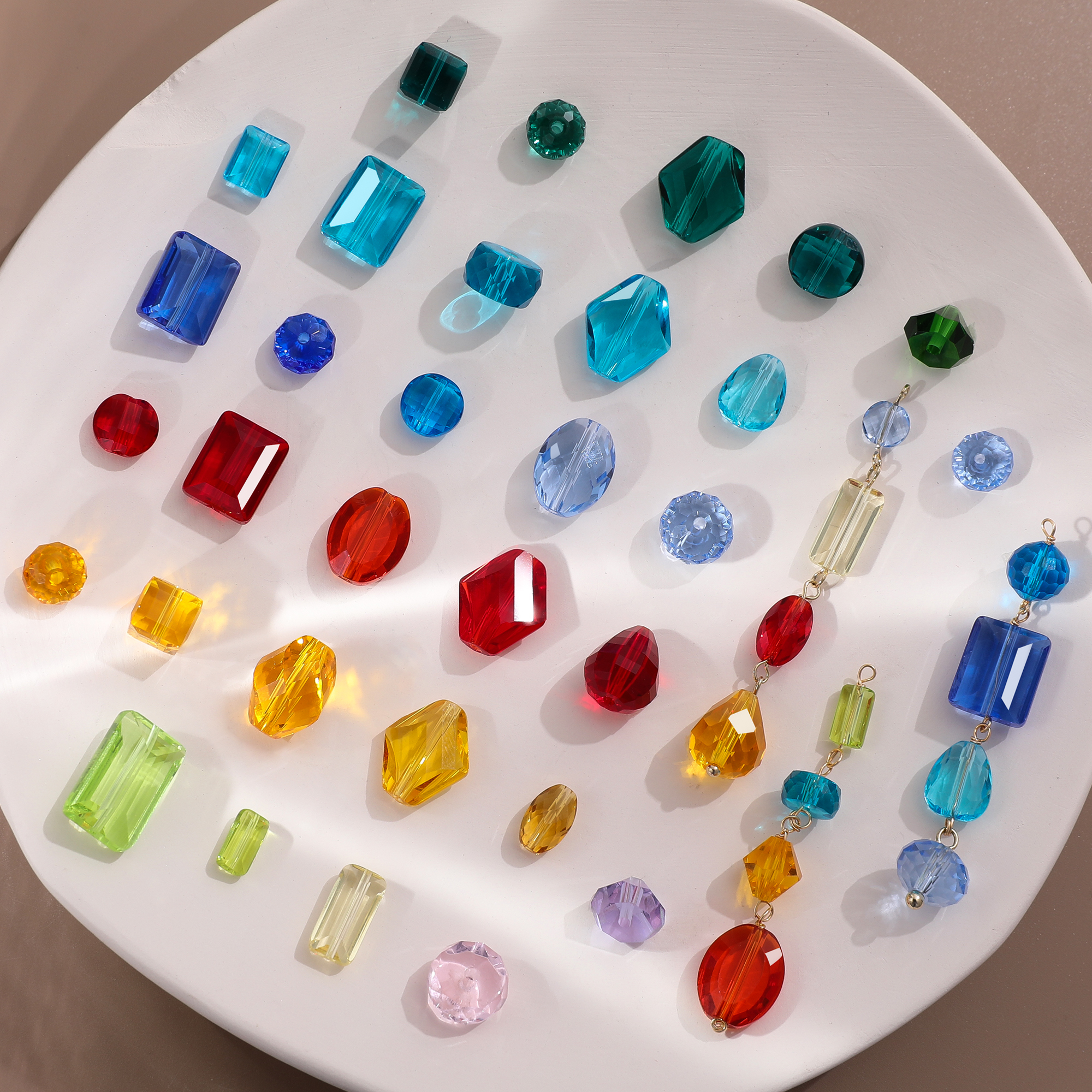 摩洛哥彩色玻璃水晶宝石串珠DIY手工发簪饰品耳环项链配件材料包