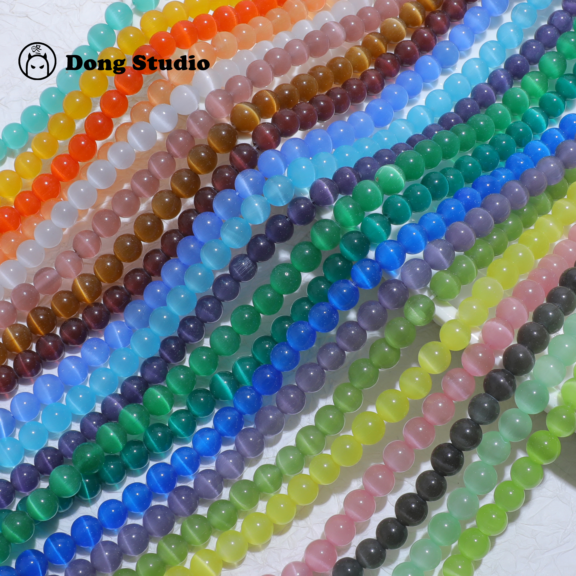 10个彩色闪光玻璃猫眼石圆串珠diy手工耳环饰品手链项链配件材料