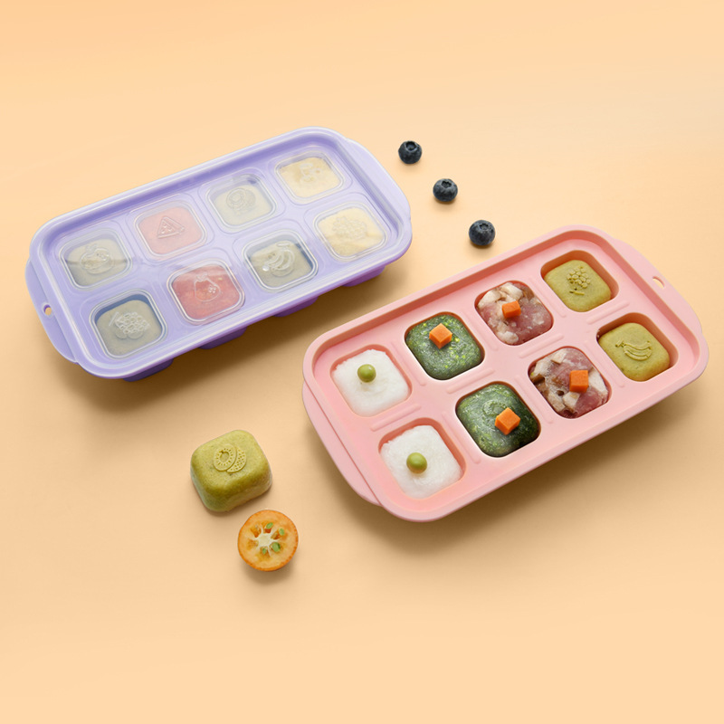 宝宝硅胶辅食盒儿童储存盒婴儿保鲜密封冷冻盒可自制冰格带盖