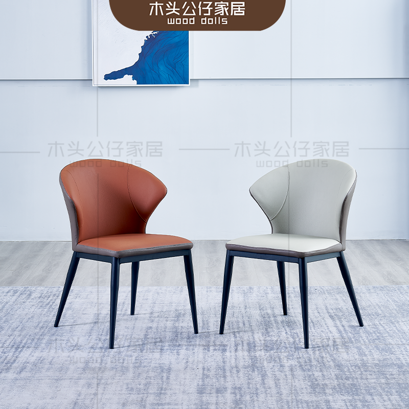 意式极简皮艺餐椅合集轻奢西皮软包颜色可选橙灰卡其墨绿咖啡蓝色