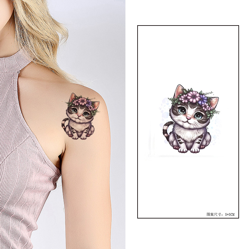 独立包装 新款纹身贴防水女持久 彩色唯美可爱猫咪头像小清新个性