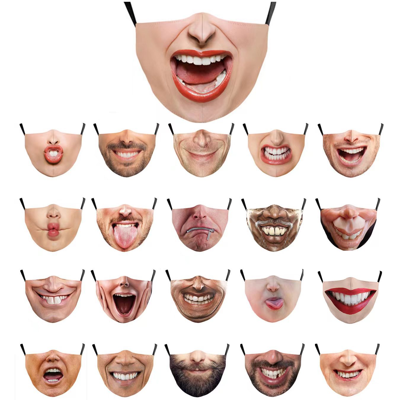 搞笑口罩创意个性同款另类男女嘴巴如花奇葩表情包真人脸网红社交