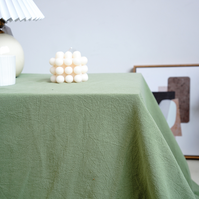 北欧春天桌布户外棉麻纯绿色牛油果婚礼宴会甜品台布置摆拍摄背景