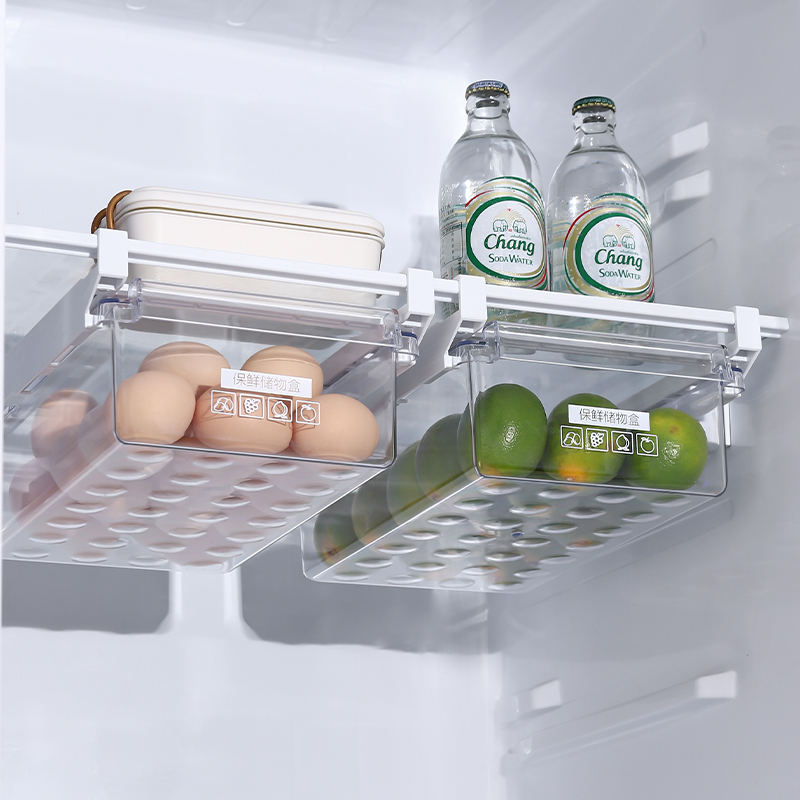 冰箱收纳盒厨房食品级冷冻保鲜抽屉鸡蛋分隔板悬挂整理神器置物架