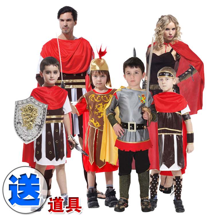 皇帝的新装童话人物儿童儿帅气罗马武士骑士士兵侍卫表演出衣服装