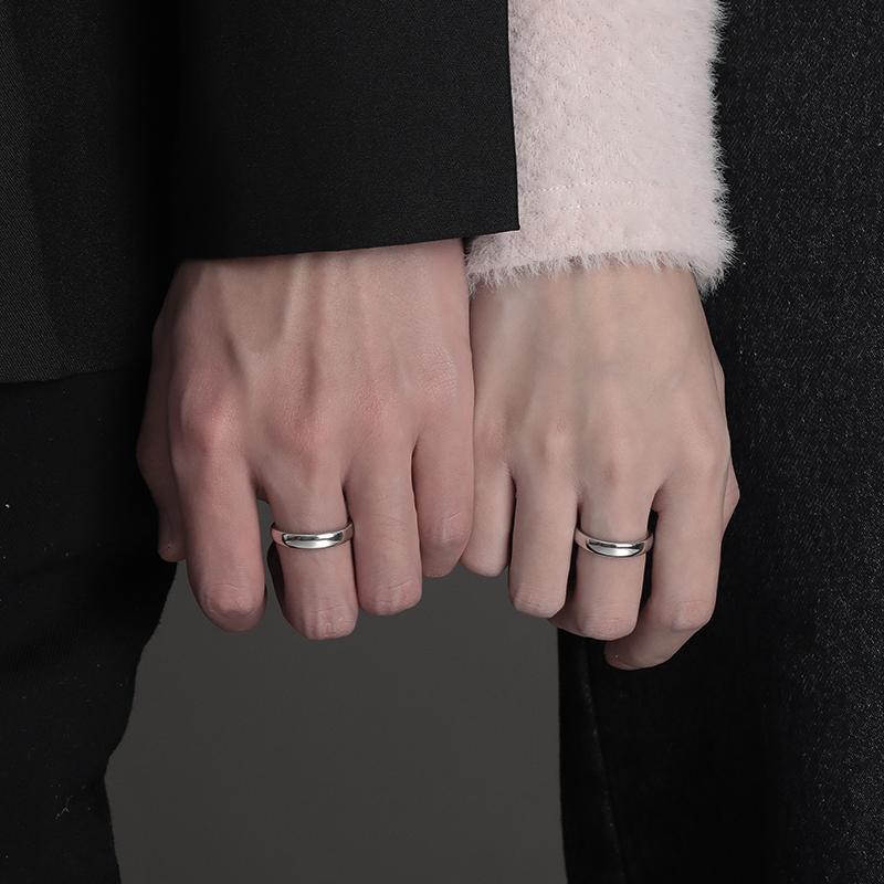 《初心》情侣戒指项链一对简约素圈对戒定制刻字圣诞礼物送男朋友