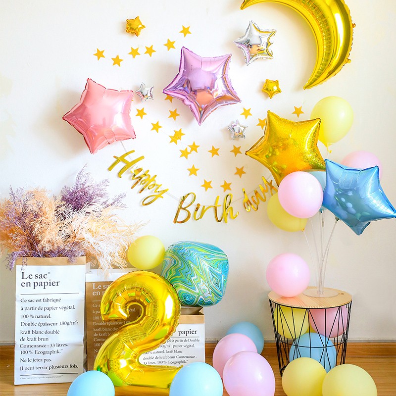 小清新儿童宝宝生日装饰定制海报气球布置男孩女孩客厅室内背景墙