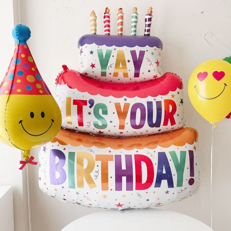 生日蛋糕宝宝周岁女孩气球男孩派对布置儿童数字场景装饰拍照铝膜