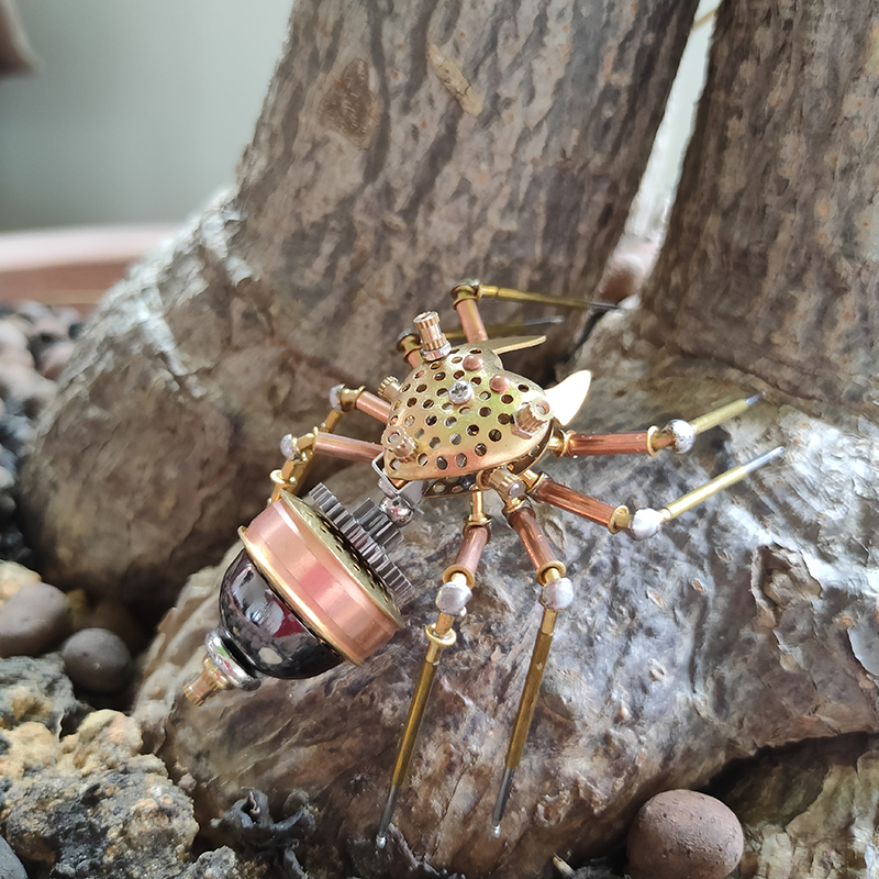 蒸汽朋克DIY昆虫机械蜘蛛全金属喜蛛手工创意工艺品设计摆件礼物